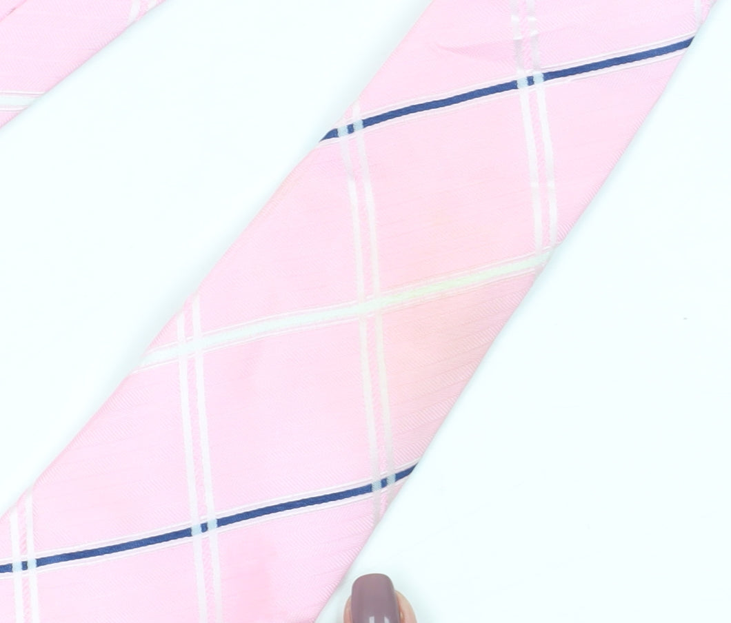 Dehavilland Pink Checked Men's Tie, One Size
