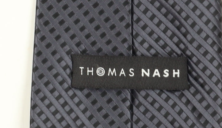 Brand and care label for Thomas Nash Men's Black Geometric Tie