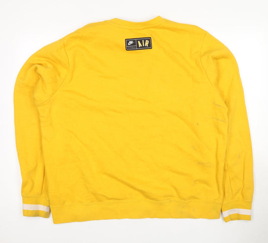 Nike Men's Yellow Graphic Pullover Sweatshirt L