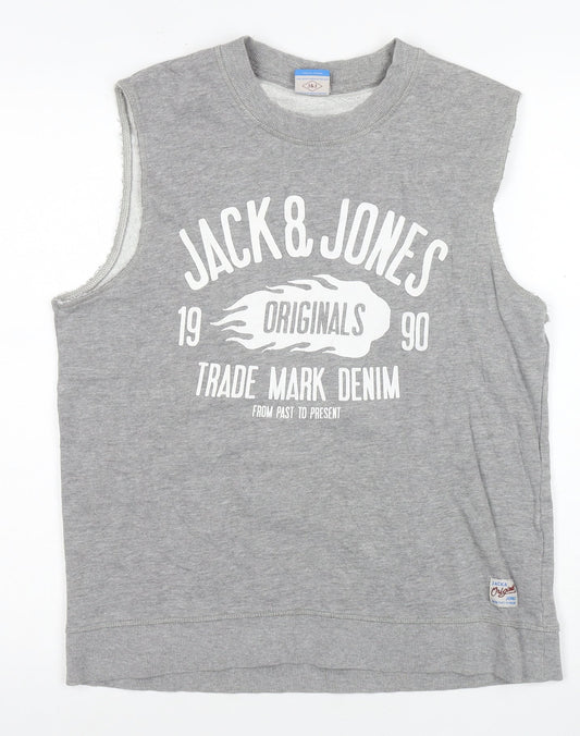 Jack & Jones Grey Sleeveless Crew Neck T-Shirt M