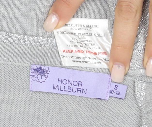 Close-up detail of Honor Millburn Women's Grey Cardigan S