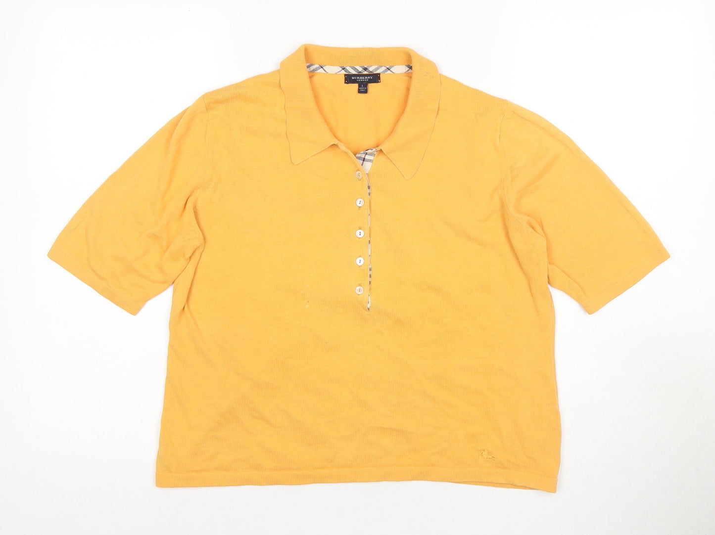 Burberry Women’s Orange Polo Shirt, L – Classic Style
