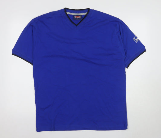 Lee Cooper Men's Blue V-Neck T-Shirt, M, Solid Jersey