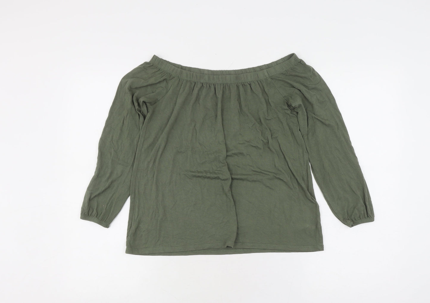 Hollister Women's Green Off the Shoulder Blouse XS