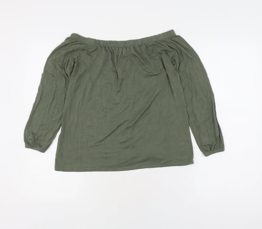Hollister Women's Green Off the Shoulder Blouse XS