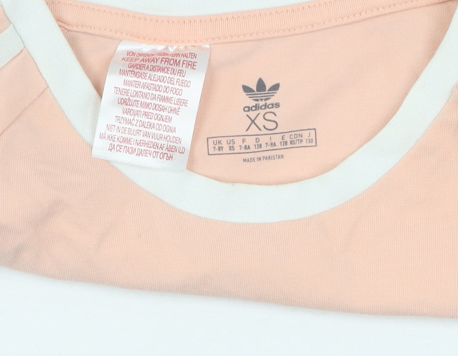 Adidas Girls Pink Cropped T-Shirt, Long Sleeve, Size 7-8