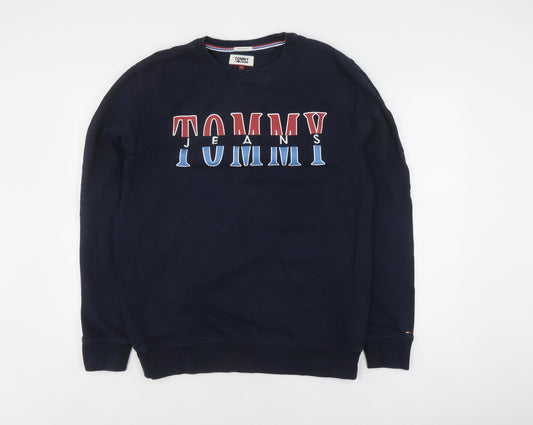 Tommy Jeans Men's Navy Blue Logo Sweatshirt L