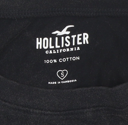 Hollister Women’s Black Cropped T-Shirt, Size S, Casual