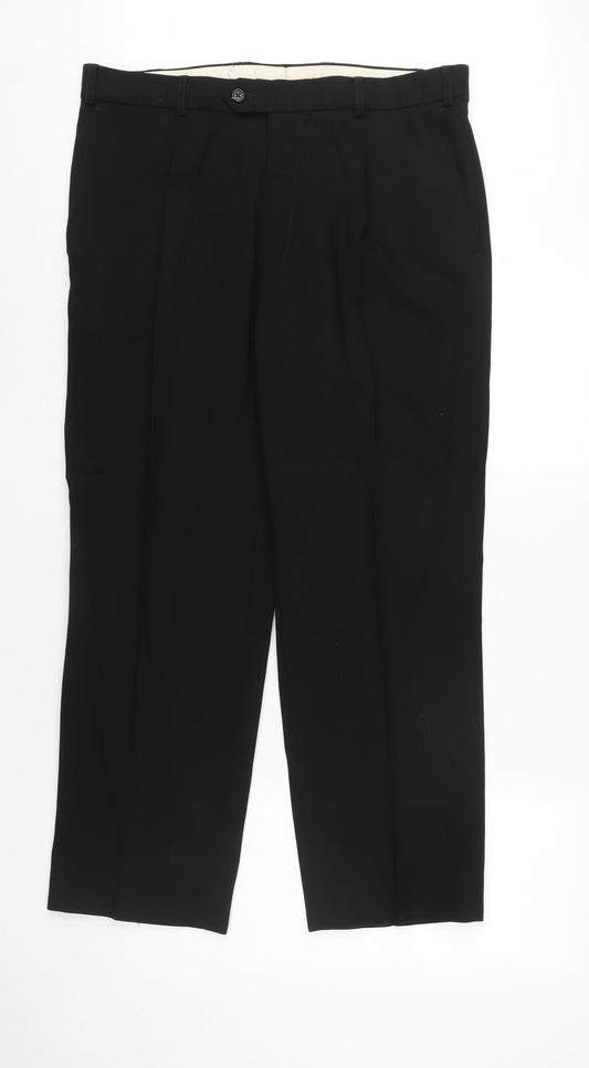 Daniel Hechter Men's Black Wool Dress Trousers 36