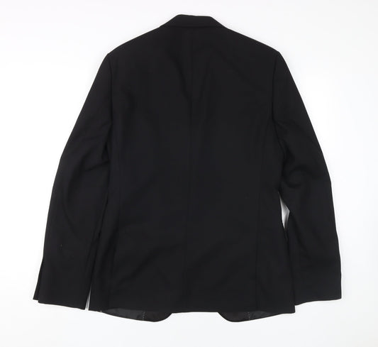 Moss London Men's Black Skinny Fit Tuxedo Jacket 38 Long