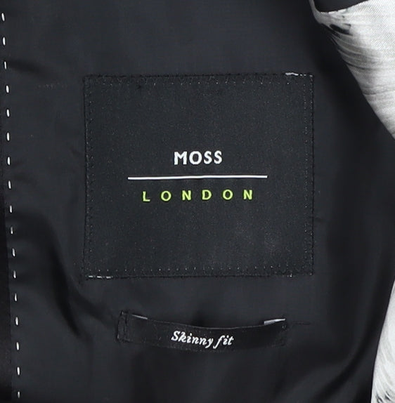 Moss London Men's Black Skinny Fit Tuxedo Jacket 38 Long