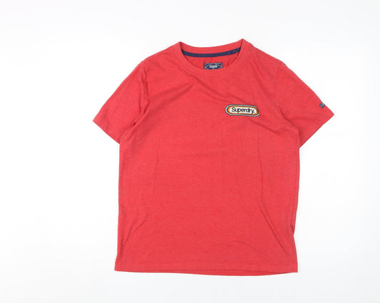 Superdry Women's Red Crew Neck T-Shirt, Size 8, Casual Wear