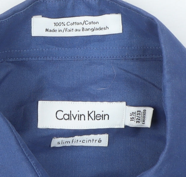 Calvin Klein Men's Blue Slim Fit Dress Shirt, Size 15.5