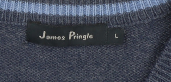 James Pringle Men's Blue L V-Neck Pullover Jumper