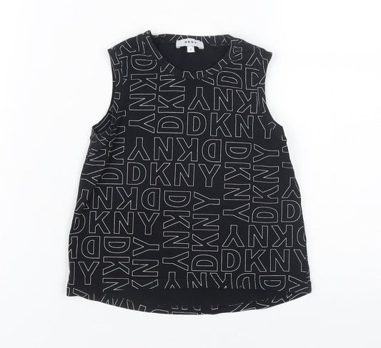DKNY Women's Black Graphic Jersey Tank Top Size 6