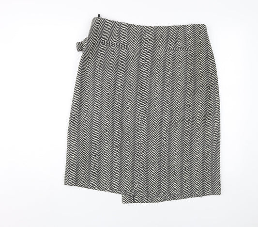 Jaeger Women's Black White Geometric Wrap Skirt Size 14