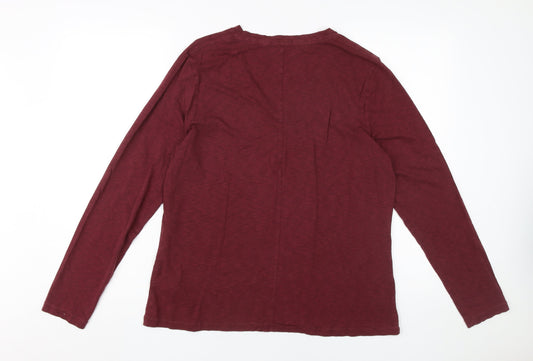 Superdry Women's Red Long Sleeve V-Neck T-Shirt