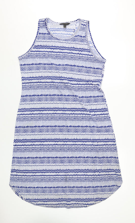 Banana Republic Women's Blue Geometric Tank Dress L