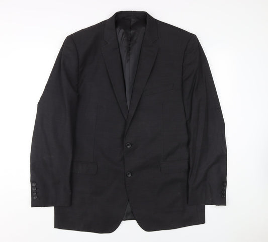 Moss 1851 Men's Black Suit Jacket, Size 44, Regular Fit
