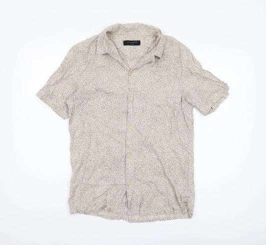 AllSaints Women's Beige Animal Print Button-Up Shirt S