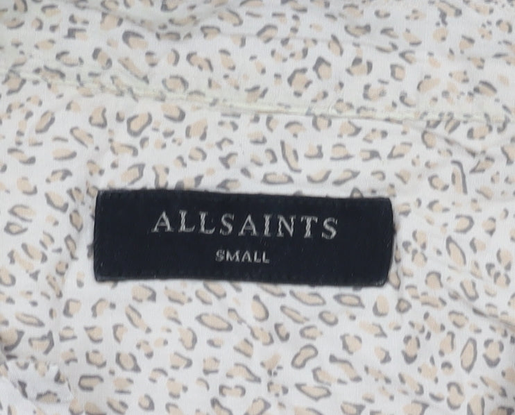 AllSaints Women's Beige Animal Print Button-Up Shirt S