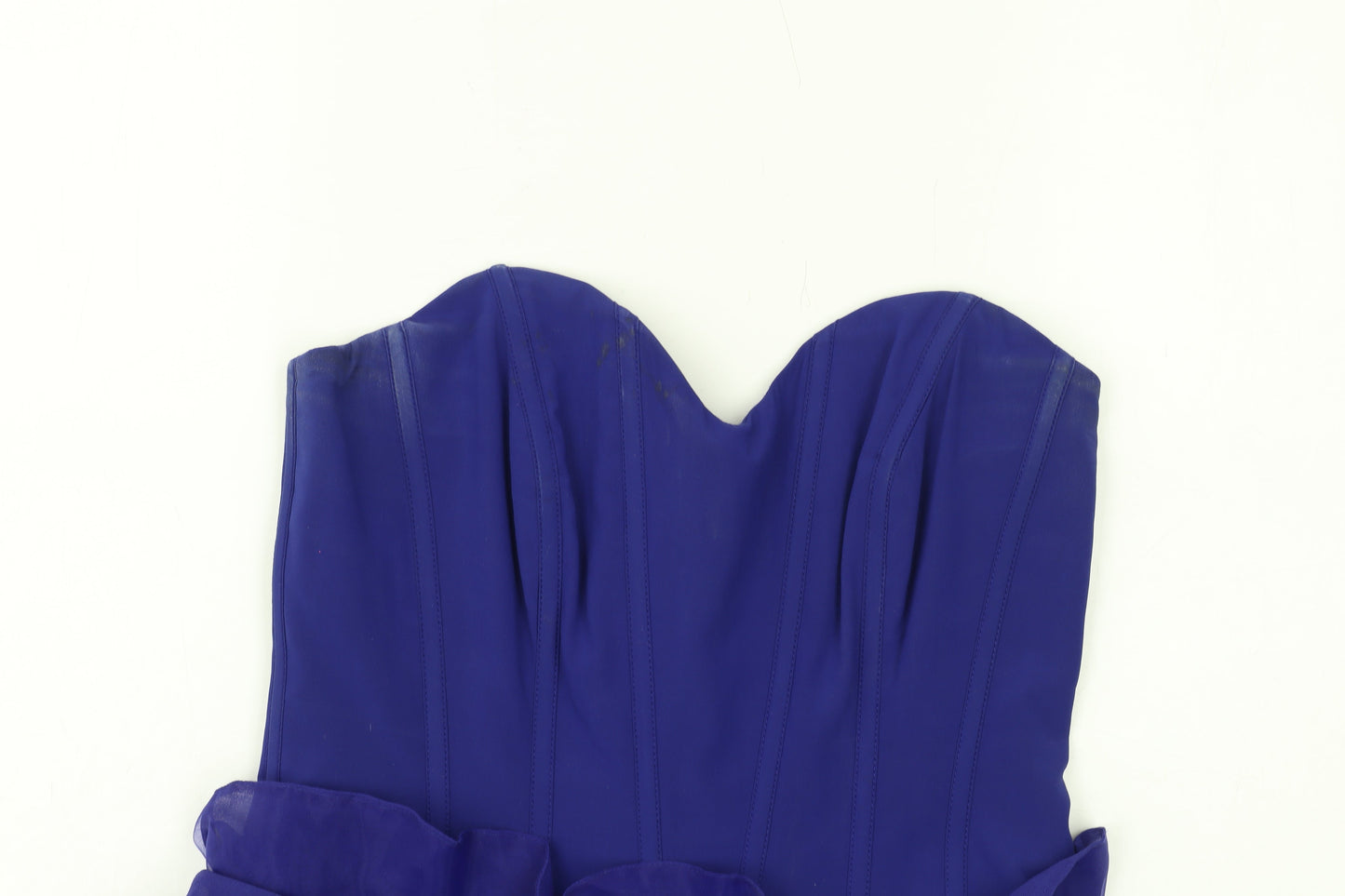 Karen Millen Women's Blue Ruffle Strapless Dress Size 10