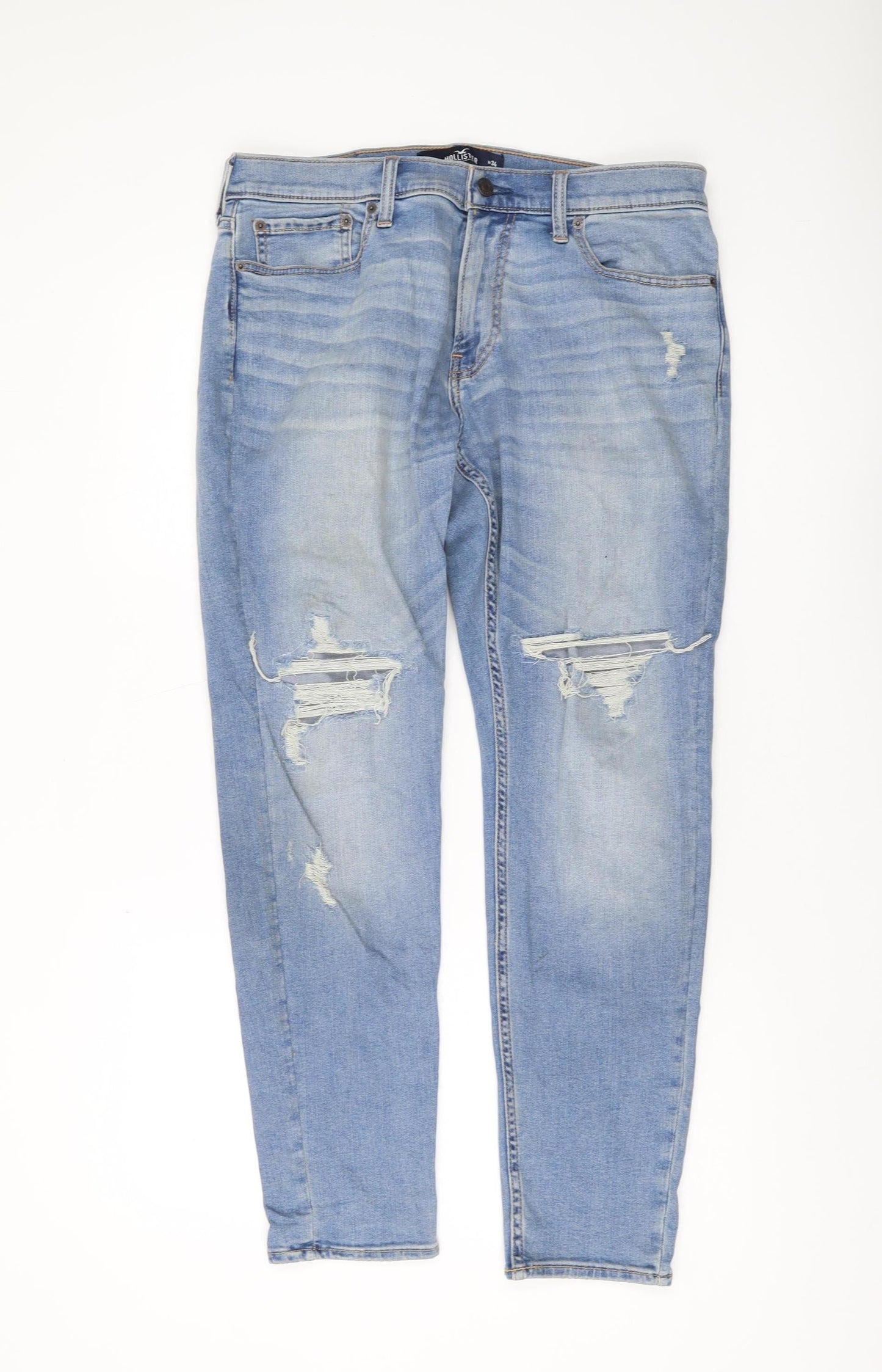 Hollister Men's Slim Fit Distressed Blue Jeans, Size 34