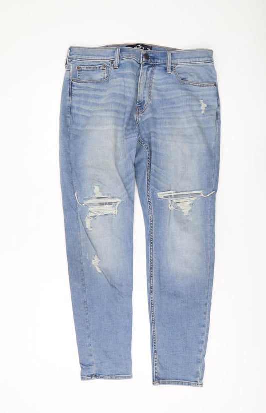 Hollister Men's Slim Fit Distressed Blue Jeans, Size 34