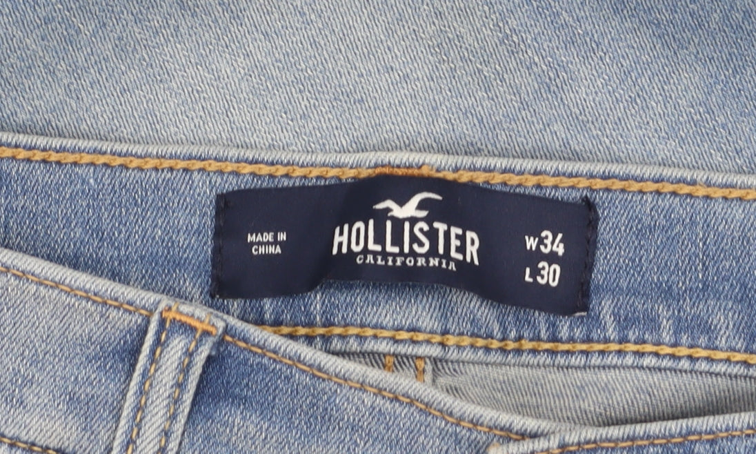 Hollister Men's Slim Fit Distressed Blue Jeans, Size 34