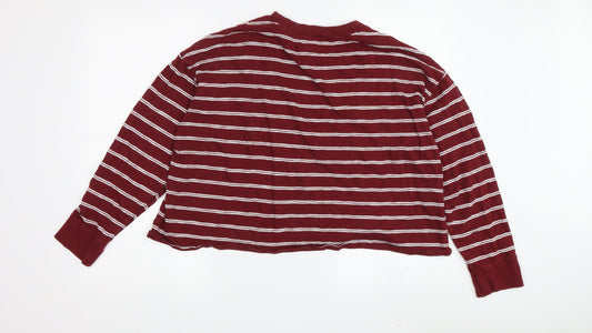 Hollister Women's Red Striped M Basic T-Shirt