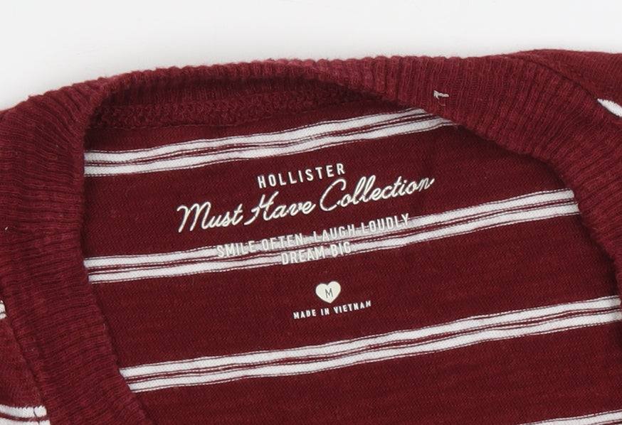 Hollister Women's Red Striped M Basic T-Shirt