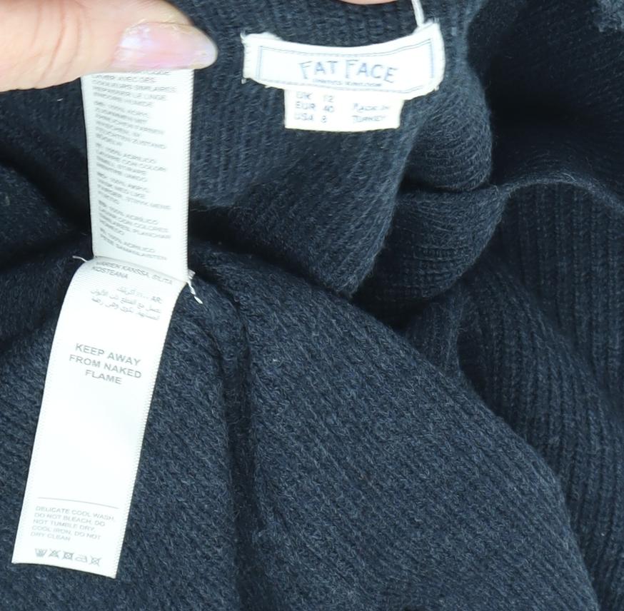 Fat Face Women's Blue V-Neck Jumper Size 12