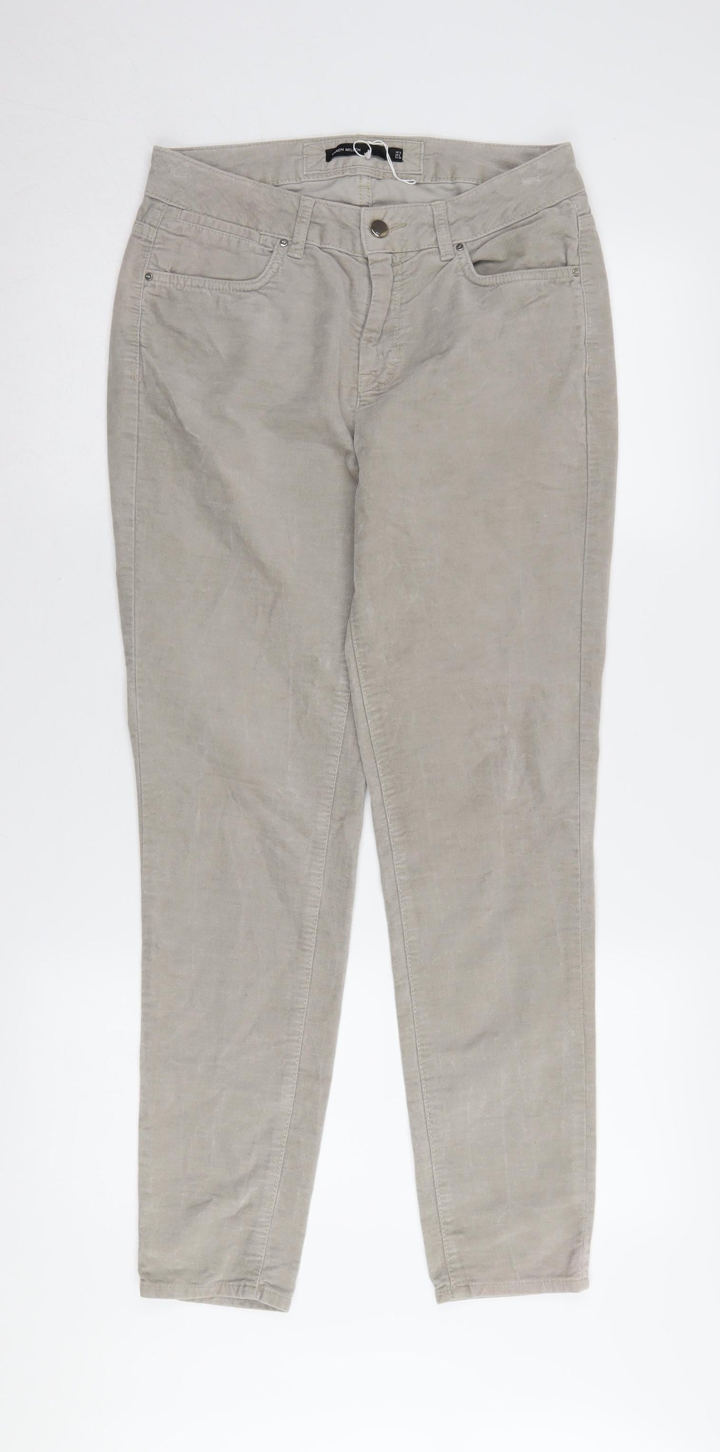 Karen Millen Women's Grey Skinny Corduroy Trousers Size 10
