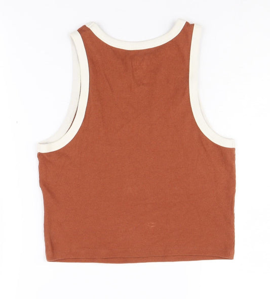 Hollister Women's Brown Ringer Tank Top, L, Western Style