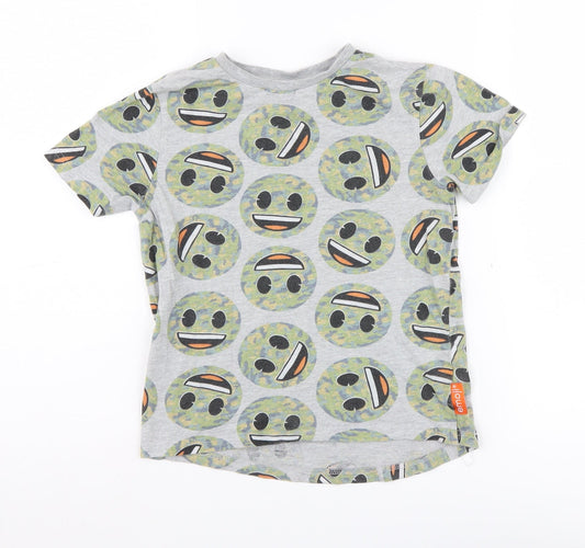 Emoji Boys Grey Graphic Print T-Shirt 7-8 Years - Funny Design