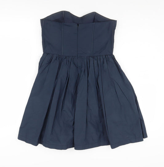 Jack Wills Women's Blue A-Line Strapless Dress Size 10