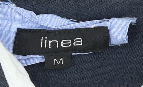 Additional view of Linea Men's Blue Polo Shirt Medium Solid Cotton