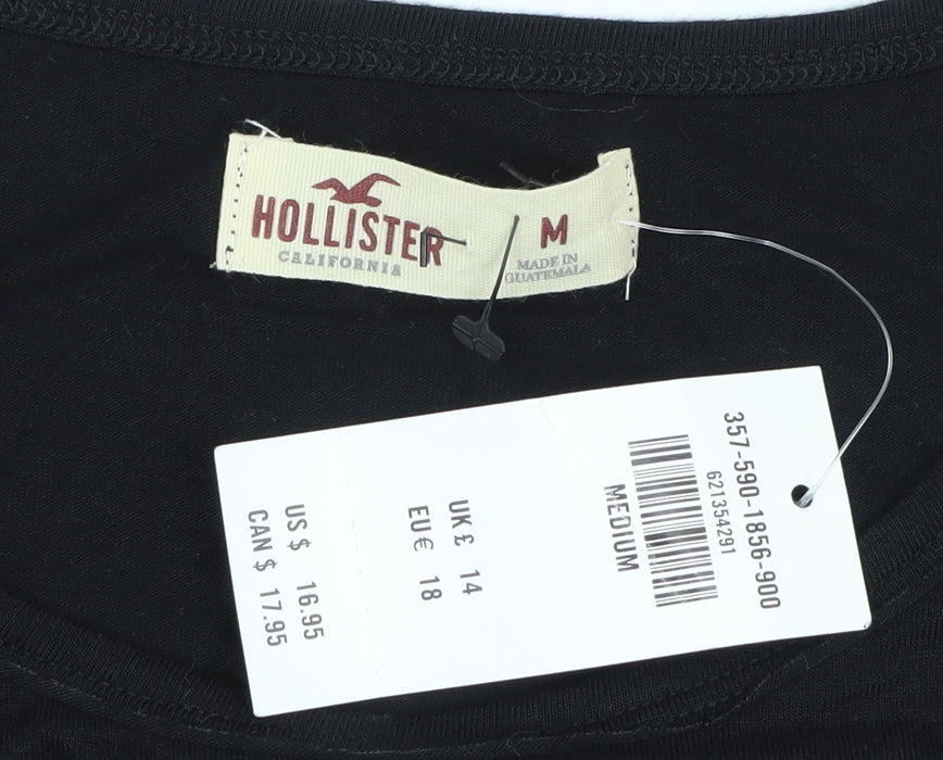 Hollister Women's Black Cold Shoulder T-Shirt Size 14