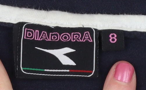 Diadora Women's Black/White T-Shirt, Size 8, V-Neck, Raglan Sleeve