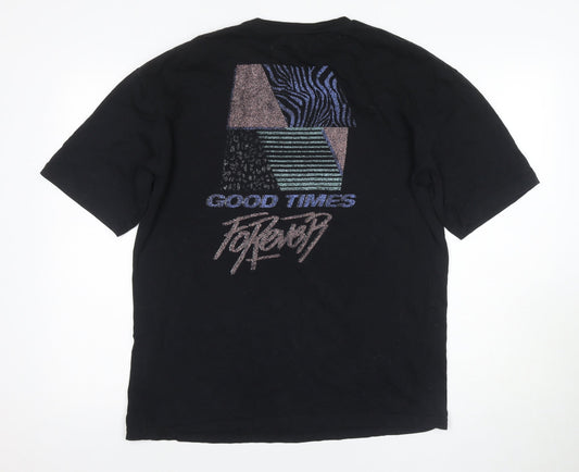 Jack & Jones Men's Black Retro Graphic T-Shirt, Size M