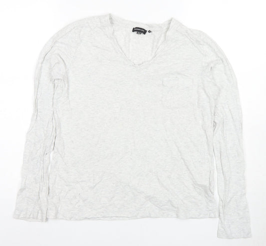 Superdry Unisex White Medium V-Neck Long Sleeve T-Shirt