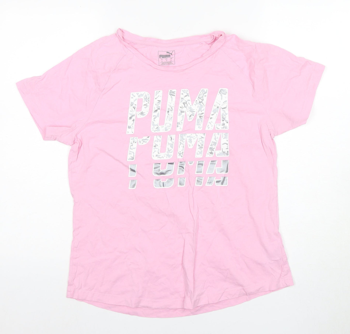 Puma Women's Pink T-Shirt, Size 14, Casual Short Sleeve
