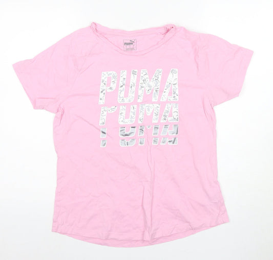 Puma Women's Pink T-Shirt, Size 14, Casual Short Sleeve