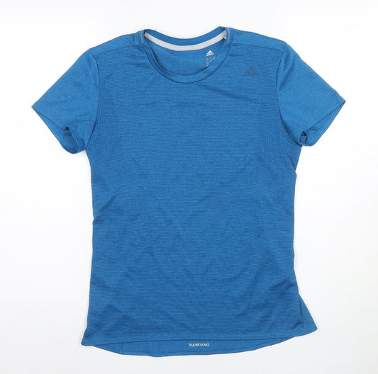 Additional front view of Adidas Women's Blue T-Shirt, size 8, Lightweight, Breathable