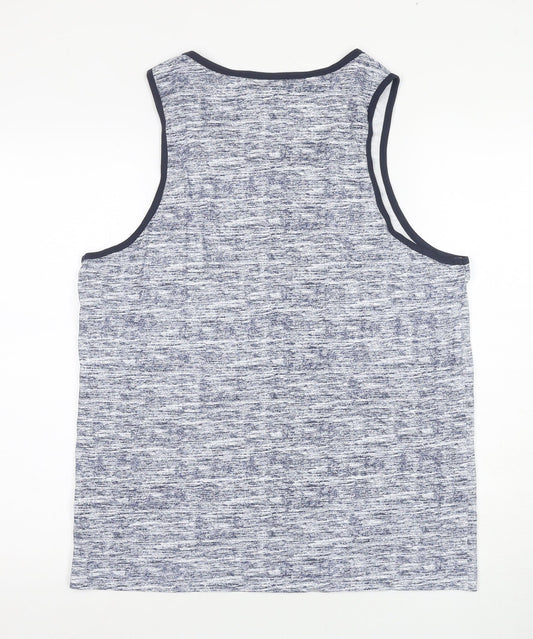 Lee Cooper Men's Blue Graphic Print Sleeveless T-Shirt L