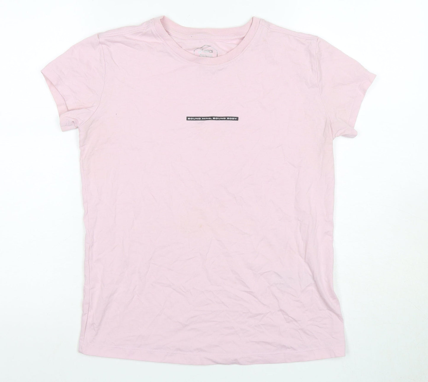 Asics Women's Pink Crew Neck T-Shirt - Size S