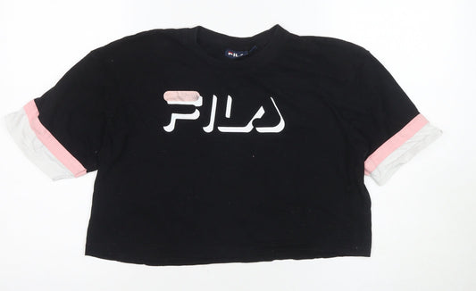 FILA Women's Black Cropped T-Shirt Size S