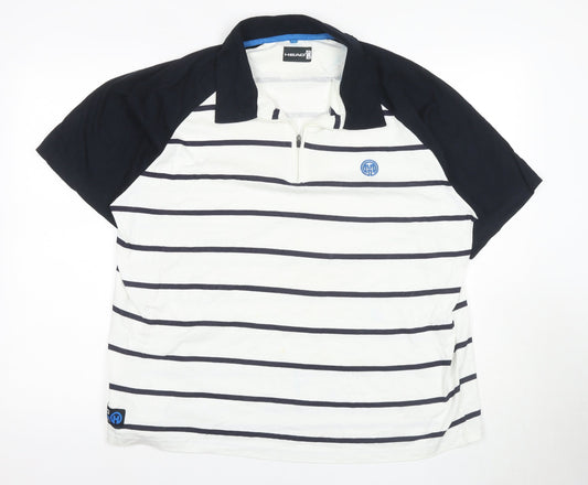 HEAD Men's White Striped Collared T-Shirt XL