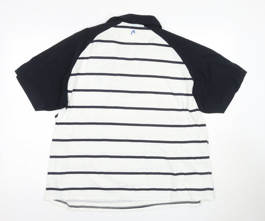 HEAD Men's White Striped Collared T-Shirt XL