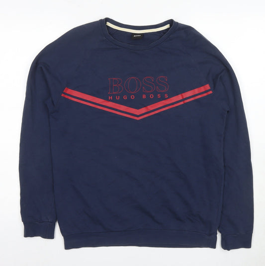 Hugo Boss Men's Blue Graphic Print Long Sleeve T-Shirt L